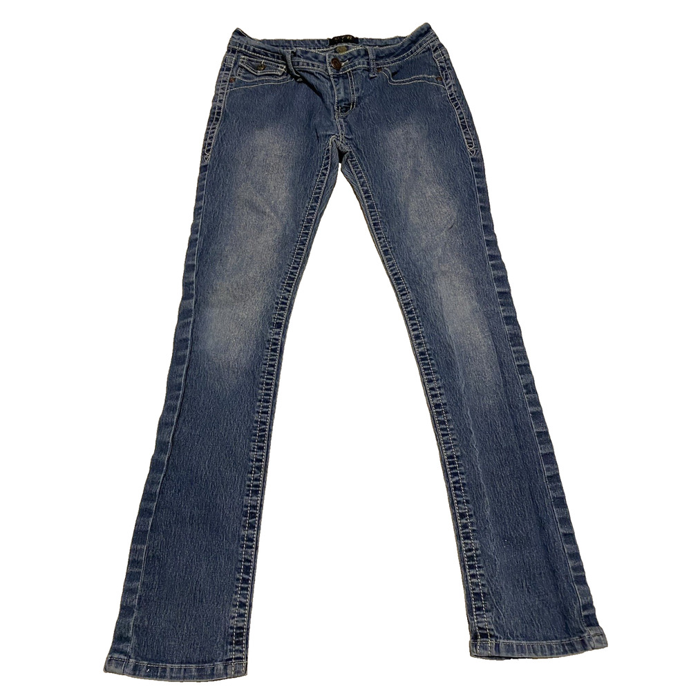 OTB Womens Y2K Embellished Flap Pocket Jeans Size 7/8 Cowgirl Western Slim Fit